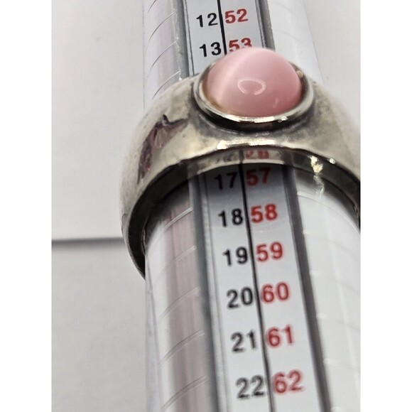 Silvertone Pink Gem Ring Sz 8 - Picture 9 of 10